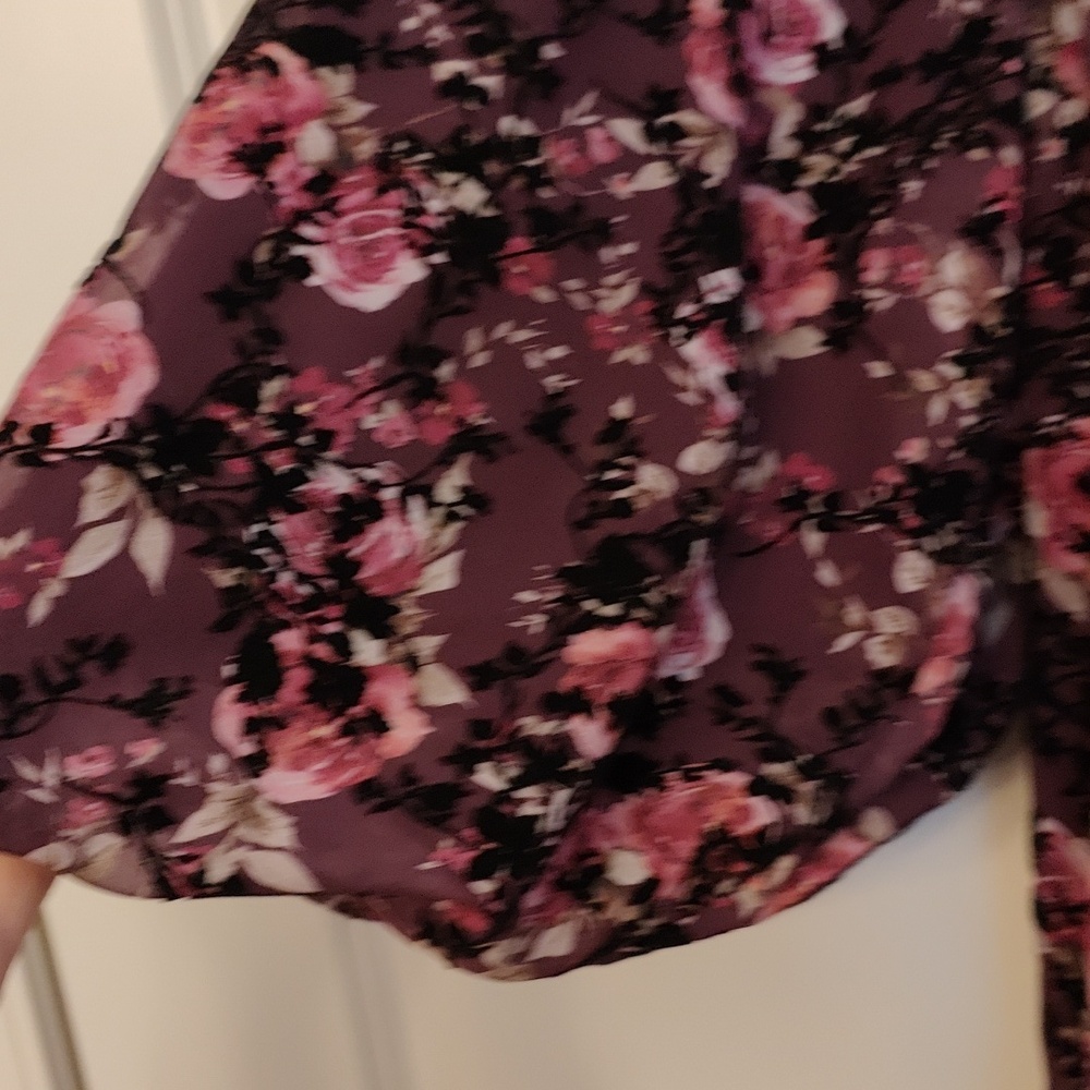 ARULA Purple and Pink Floral Peplum Dress - Picture 4 of 8
